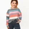 Muted Multicolor Striped Hacci Knit Sweater