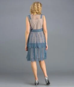 Nataya 1920s Style Sapphire & Nude Flapper Dress -Pleaser Clothing Store nataya 1920s style sapphire nude flapper dress 247651