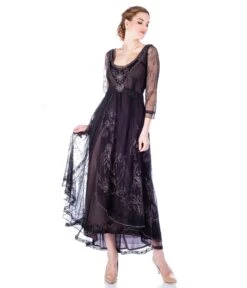 Nataya Black Embroidered Tulle Downton Abbey Edwardian Tea Party Dress -Pleaser Clothing Store nataya black embroidered tulle downton abbey edwardian tea party dress 830784