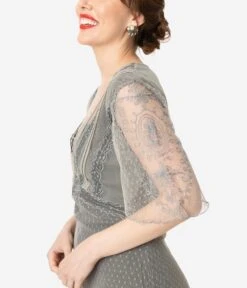 Nataya Vintage Style Alluring Slate Downton Abbey Edwardian Dress -Pleaser Clothing Store nataya vintage style alluring slate downton abbey edwardian dress 138464