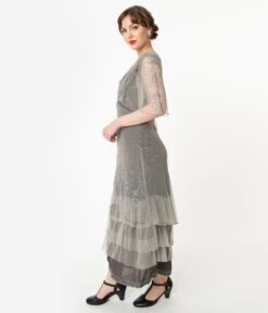 Nataya Vintage Style Alluring Slate Downton Abbey Edwardian Dress -Pleaser Clothing Store nataya vintage style alluring slate downton abbey edwardian dress 379675
