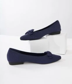 Navy Blue Josefine Flats 7 Navy Blue Josefine Flats -Pleaser Clothing Store navy blue josefine flats 715724