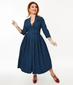 Navy Catherine Midi Dress