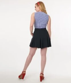 Navy Pleated Swish Shorts -Pleaser Clothing Store navy pleated swish shorts 646550