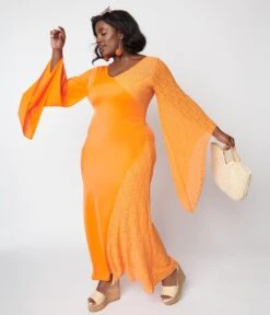 Neon Orange Lace Maxi Dress -Pleaser Clothing Store neon orange lace maxi dress 735194