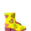 Neon Yellow & Rainbow Heart To Heart Ankle Boot