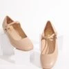 Nude Leatherette Mary Jane Flats