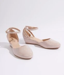 Nude Patent Leatherette Wedges -Pleaser Clothing Store nude patent leatherette wedges 828452