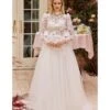 Cinderella Divine Off White Floral Long Sleeve Wedding Ball Gown