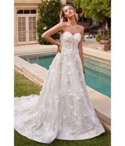 Cinderella Divine Off White Floral Strapless Bridal Ball Gown -Pleaser Clothing Store off white floral strapless bridal ball gown 825752