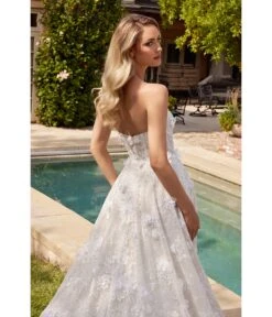 Cinderella Divine Off White Floral Strapless Bridal Ball Gown -Pleaser Clothing Store off white floral strapless bridal ball gown 878568