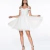Cinderella Divine Off White Glitter Tulle Cold Shoulder Homecoming Dress
