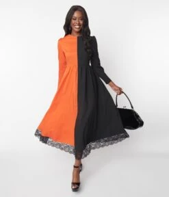 Orange & Black Daughter Of Salem Maxi Dress