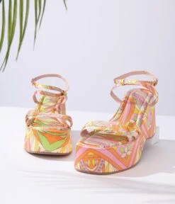 Orange & Pink Psychedelic Dream Platform Sandals