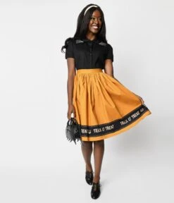 Orange Trick O Treat Border Swing Skirt