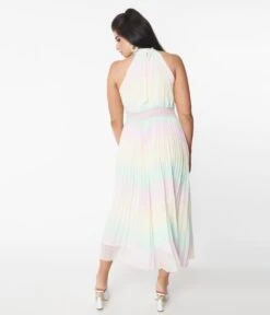 Pastel Rainbow Striped Maxi Dress -Pleaser Clothing Store pastel rainbow striped maxi dress 331498