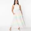 Pastel Rainbow Striped Maxi Dress