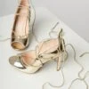 Patent Gold Reptile Lace Up Peep Toe Heel