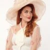 Peach Floral Feathered Ribbon Sun Hat