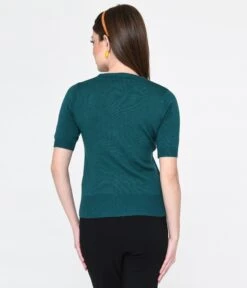 Peacock Blue Scorpion Print Knit Top -Pleaser Clothing Store peacock blue scorpion print knit top 516776