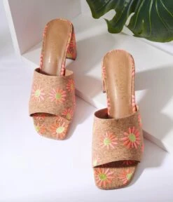 Matisse Pink Daisy Cork Mule Heels