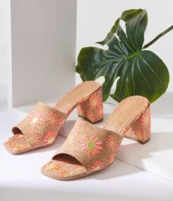 Matisse Pink Daisy Cork Mule Heels 7 Matisse Pink Daisy Cork Mule Heels -Pleaser Clothing Store pink daisy cork mule heels 811333