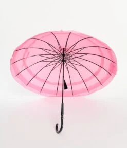 Pink Frilled Pagoda Umbrella -Pleaser Clothing Store pink frilled pagoda umbrella 537786
