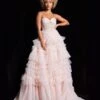 Jovani Pink Layered Ruffle Strapless Ball Gown