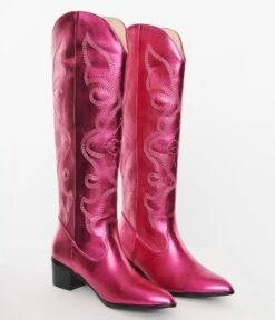 Pink Metallic Cowboy Boot