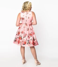 Pink Raising Flowers Swing Dress -Pleaser Clothing Store pink raising flowers swing dress 372690
