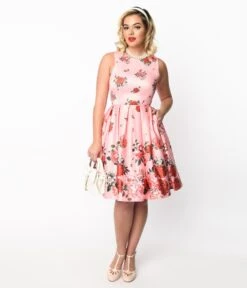 Pink Raising Flowers Swing Dress