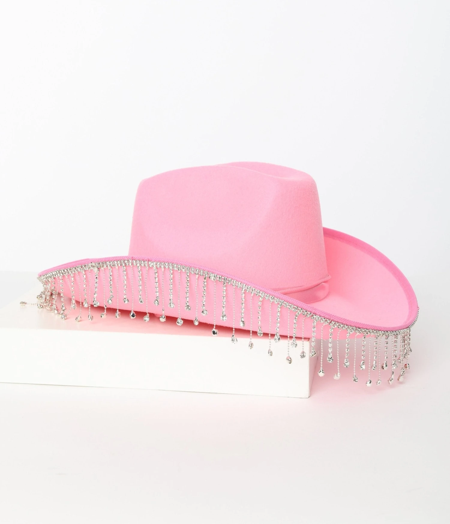 Pink Rhinestone Fringe Cowgirl Hat 2 Pink Rhinestone Fringe Cowgirl Hat - Image 2