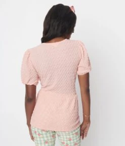 Pink Textured Peplum Blouse -Pleaser Clothing Store pink textured peplum blouse 252252
