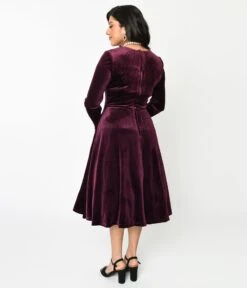 Plum Wine Velvet Swing Dress -Pleaser Clothing Store plum wine velvet swing dress 648672