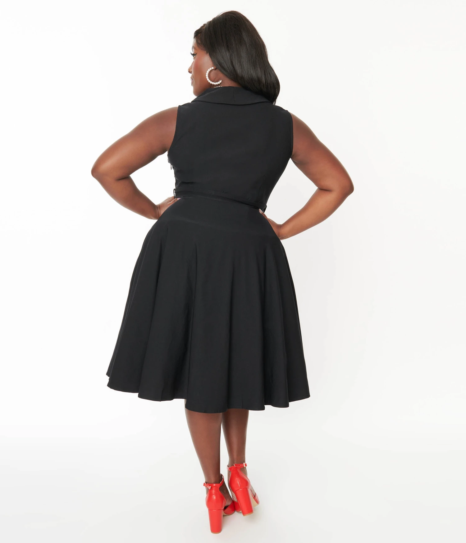 Plus Size Black Collared Jani Swing Dress 3 Plus Size Black Collared Jani Swing Dress - Image 3
