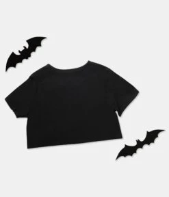 Plus Size Black & Mesh Bat Crop Top -Pleaser Clothing Store plus size black mesh bat crop top 588781