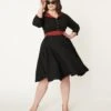 Plus Size Black & Red Leopard Accent Lynette Swing Dress