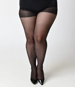 Plus Size Black Sheer Backseam Pantyhose -Pleaser Clothing Store plus size black sheer backseam pantyhose 622299