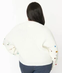 Plus Size Cream Bejeweled Pullover Sweater -Pleaser Clothing Store plus size cream bejeweled pullover sweater 493260