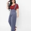 Plus Size Dusty Blue Suspender Pants
