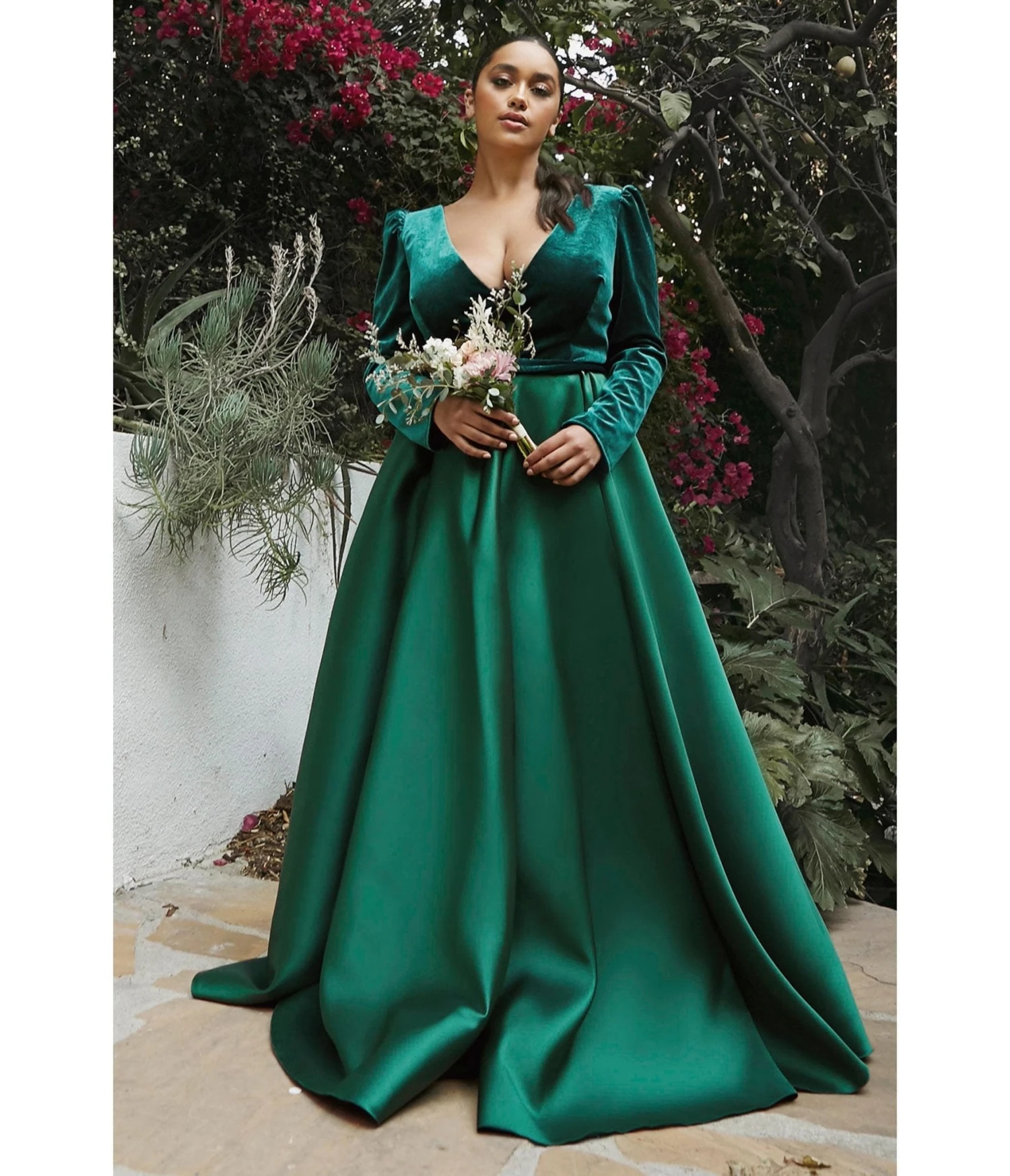 Cinderella Divine Plus Size Emerald Long Sleeve Bridesmaid Gown 1 Cinderella Divine Plus Size Emerald Long Sleeve Bridesmaid Gown