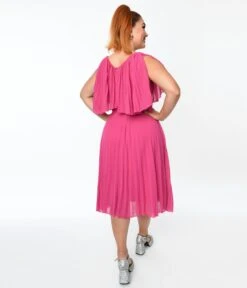 Plus Size Fuchsia Pleated Midi Dress 5 Plus Size Fuchsia Pleated Midi Dress -Pleaser Clothing Store plus size fuchsia pleated midi dress 243053