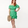 Plus Size Green Two Piece Crop Top & Skirt