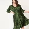 Plus Size Green Zebra Print Kira Swing Dress