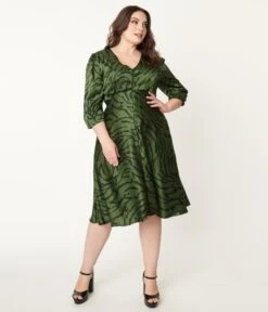 Plus Size Green Zebra Print Kira Swing Dress -Pleaser Clothing Store plus size green zebra print kira swing dress 793476