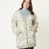 Plus Size Grey Leopard Print Long Cardigan