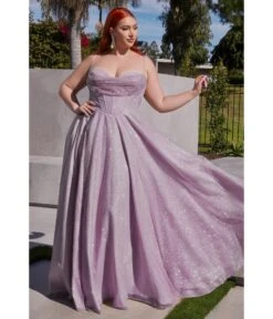 Cinderella Divine Plus Size Lavender Glitter Corset Prom Ball Gown