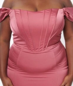 Plus Size Mauve Off The Shoulder Dress -Pleaser Clothing Store plus size mauve off the shoulder dress 563291