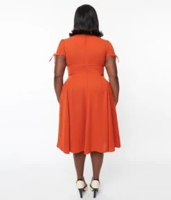 Plus Size Orange Ava Swing Dress 8 Plus Size Orange Ava Swing Dress -Pleaser Clothing Store plus size orange ava swing dress 153936