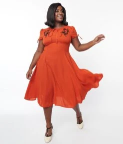 Plus Size Orange Ava Swing Dress 10 Plus Size Orange Ava Swing Dress -Pleaser Clothing Store plus size orange ava swing dress 955273